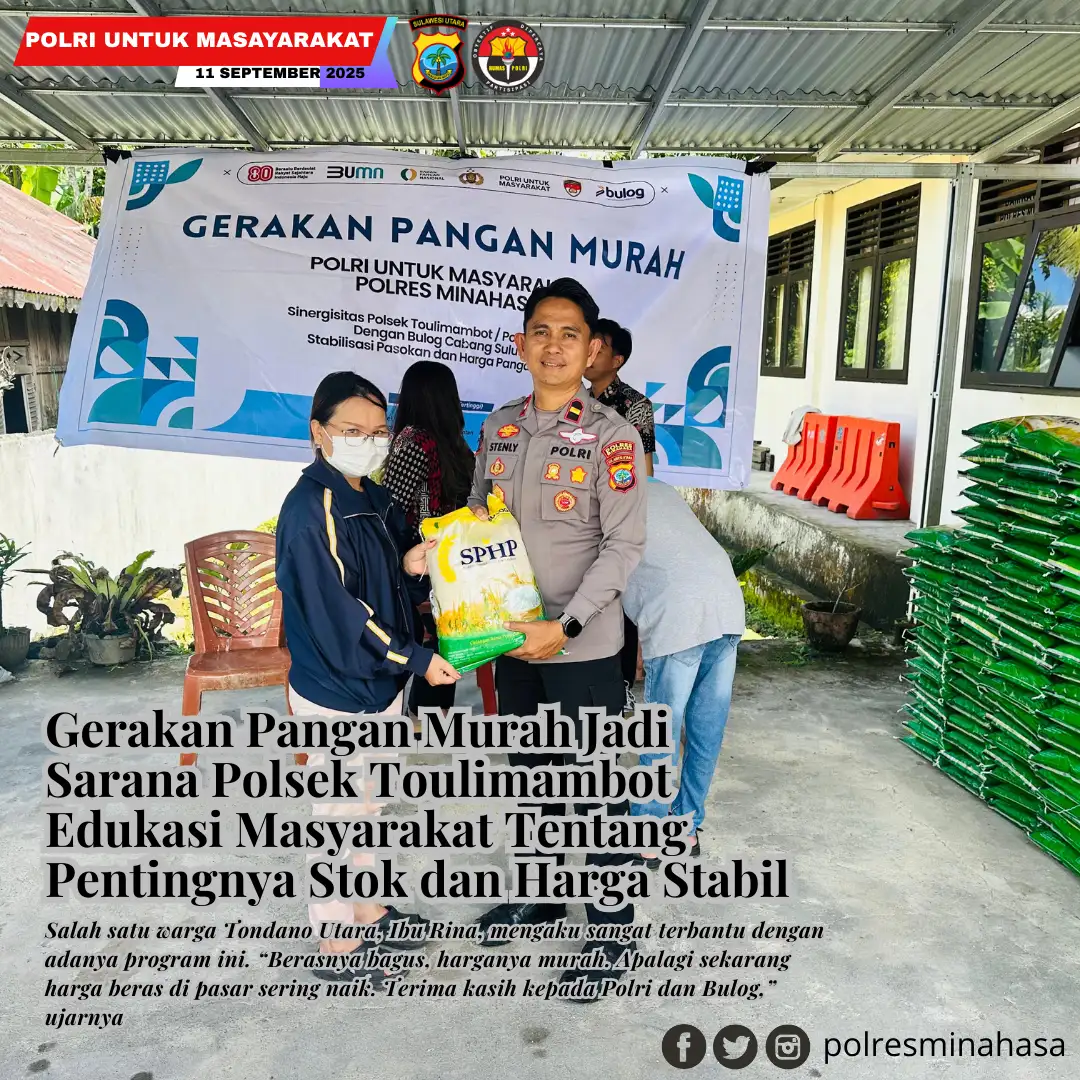 Gerakan Pangan Murah Jadi Sarana Polsek Toulimambot Edukasi Masyarakat Tentang Pentingnya Stok dan Harga Stabil